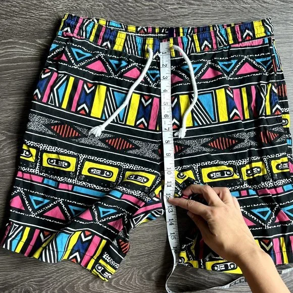 H&M Swim Trunks Bundle of 2 Men's Size Medium 32 Tribal Blue Shorts Pocket 3" 5" - Picture 3 of 8